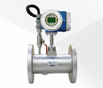 Vortex flow meter with temperature and pressure compensation