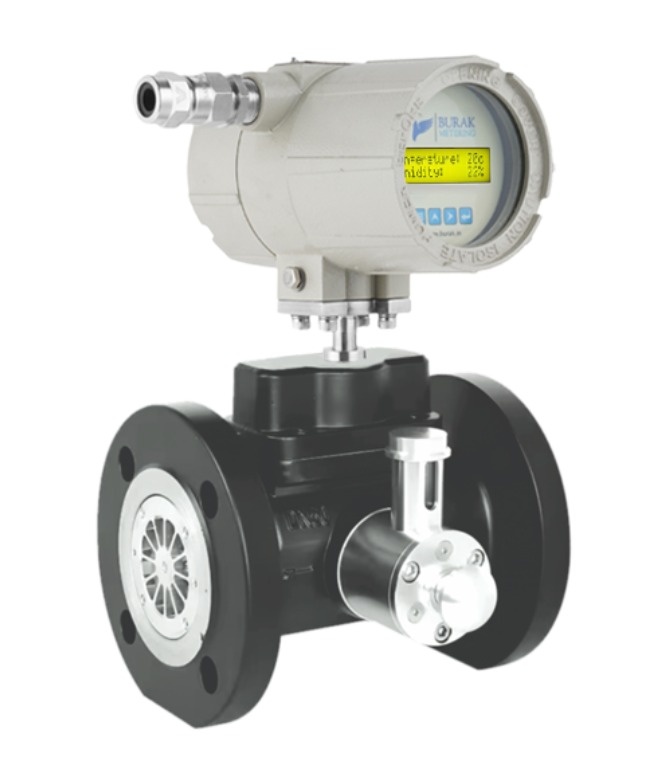 Turbine gas meter with inbuilt display